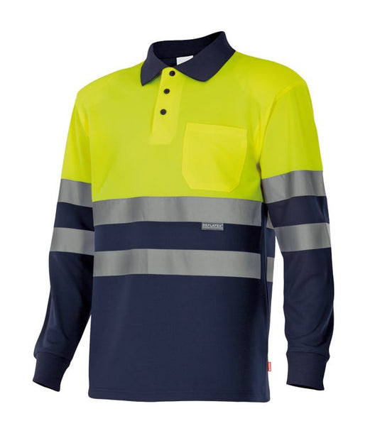 VL-175, POLO BICOLOR MANGA LARGA ALTA VISIBILIDAD