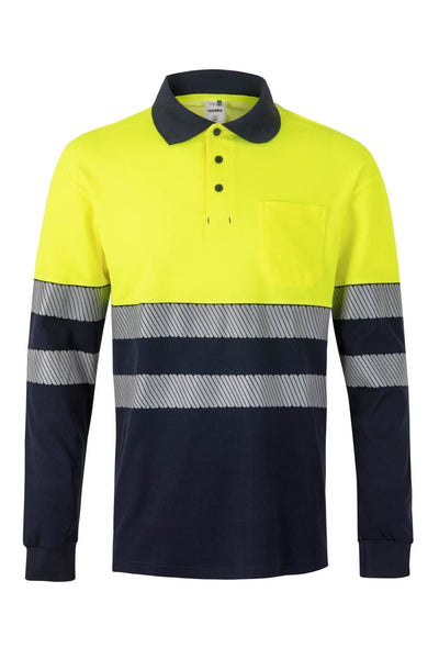 VL-305525, POLO MANGA LARGA ALGODÓN BICOLOR CINTAS SEGMENTADAS